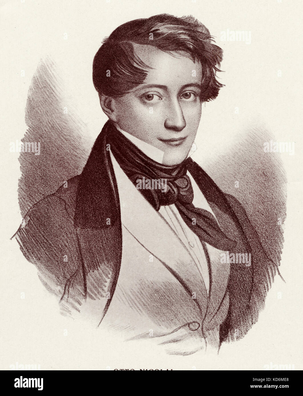 Otto Nicolai - portrait de jeune homme. Compositeur et chef d'orchestre de l'opéra allemand, 1810-1849. Banque D'Images