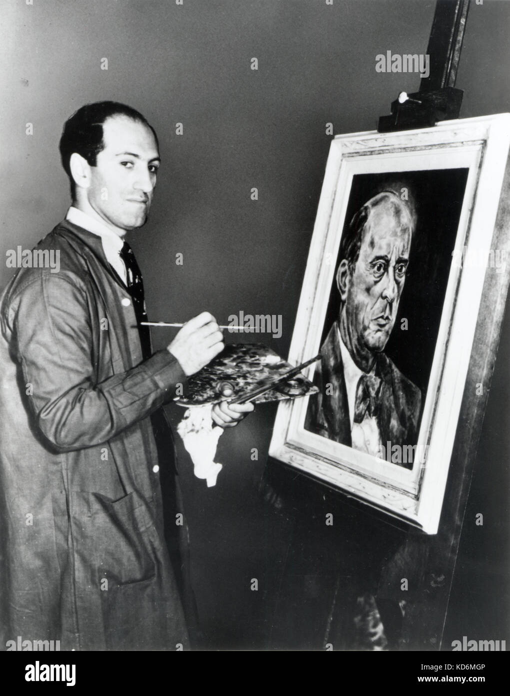GERSHWIN, George - peinture d'un portrait d'Arnold Schoenberg (décembre 1936). Compositeur et pianiste (1898-1937) Banque D'Images