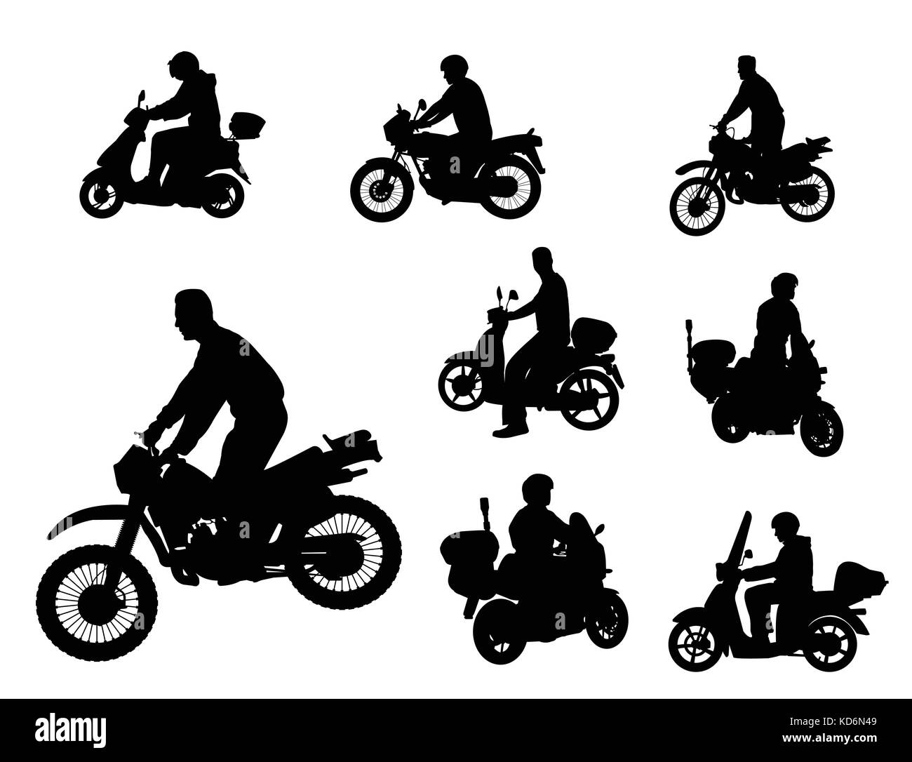 Les motocyclistes - vector silhouettes Illustration de Vecteur
