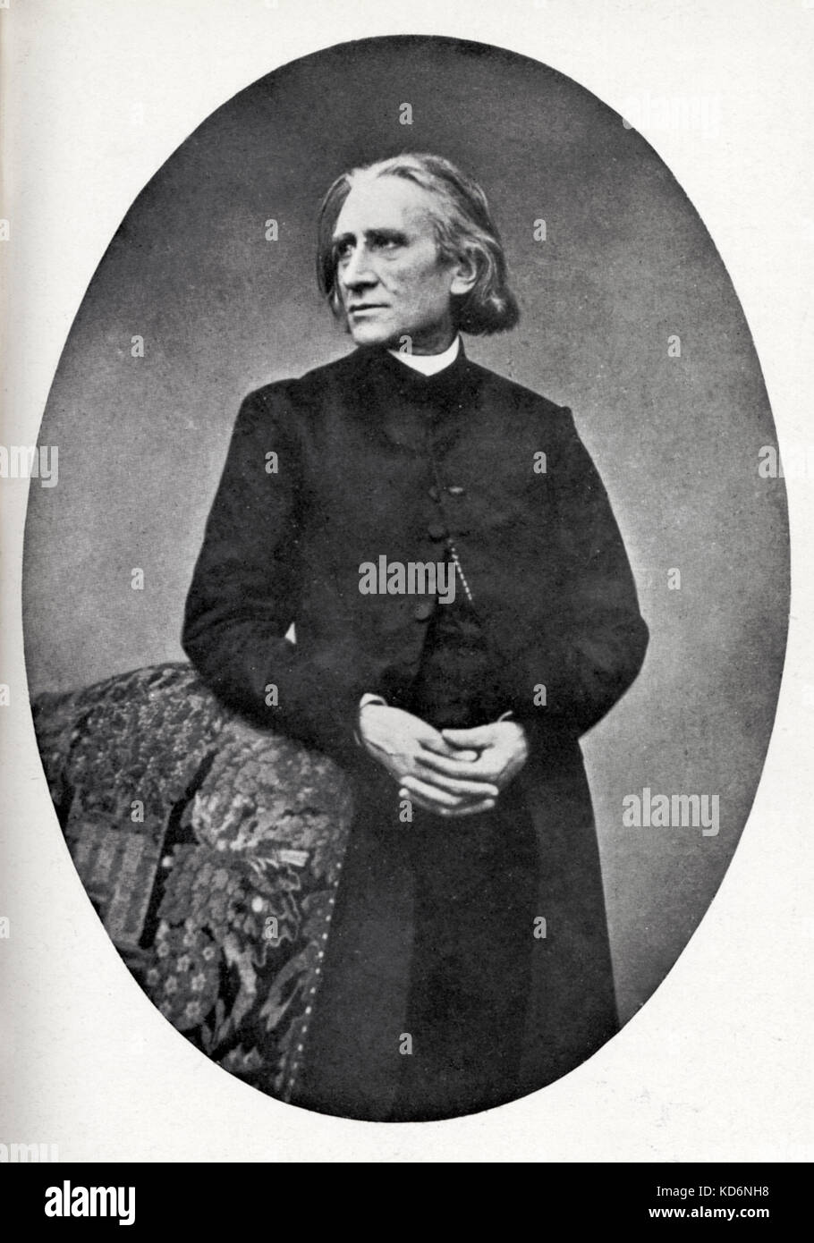 Portrait de Franz Liszt, compositeur et pianiste hongrois ovale. 22 octobre 1811 - 31 juillet 1886. Banque D'Images