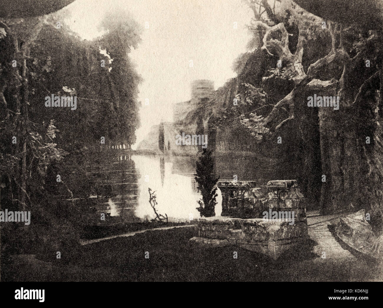 Définir à partir de l'opéra de Claude Debussy Pelleas et Melisande en 1902 conçu par Jusseaume. Le parc, Acte II scène 1 compositeur français, 22 août 1862 - 25 mars 1918. Banque D'Images