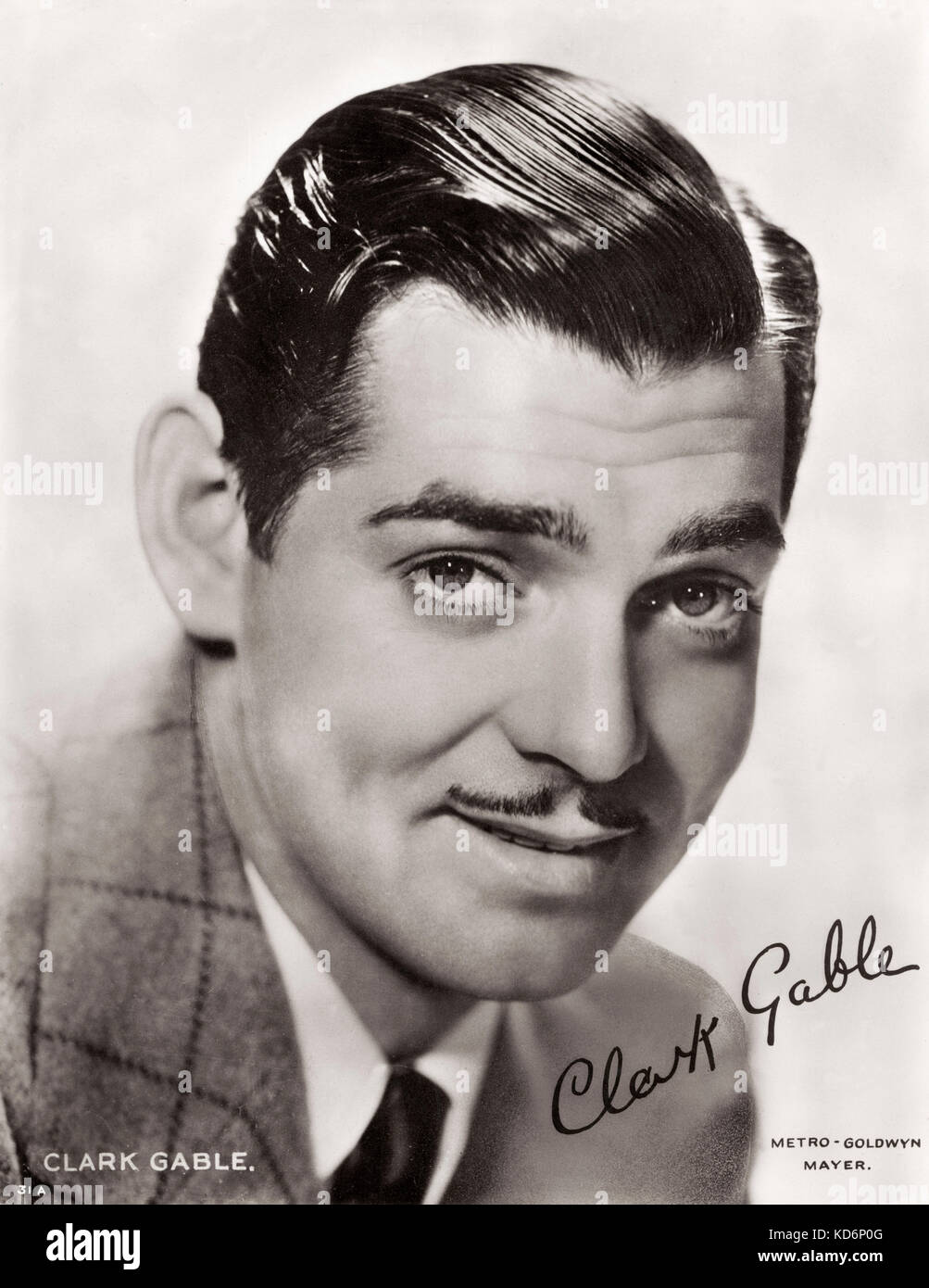 Clark Gable, signé portrait. Acteur de cinéma américain, 2 février 1901 - 16 novembre 1960. Publicité photo. Banque D'Images