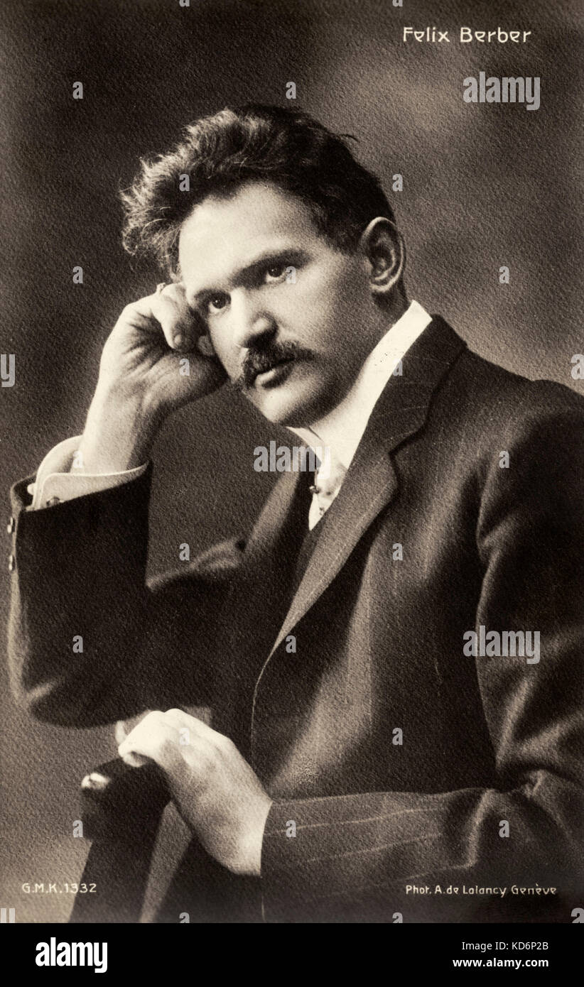 Felix berbère - portrait photographique de la tête penchée sur la main. Violoniste allemand, 1871 - 1930 Banque D'Images