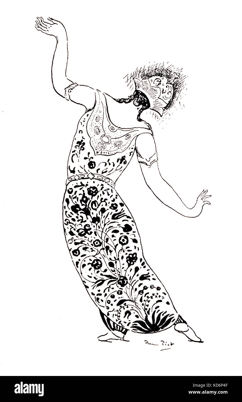 Paul Dukas ballet 'La Péri' - costume design par René Piot. Compositeur français, 1865-1935. Piot : créateur de costumes Français, 1866-1934. Banque D'Images