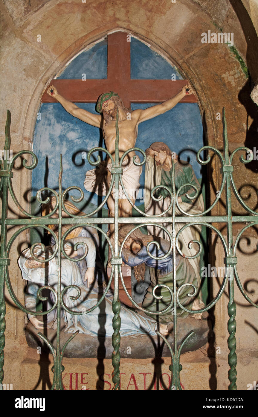 La ville médiévale de Rocamadour, Christ en croix, sanctuaire périgord Midi Pyrénées, Lot, France, Europe, Banque D'Images
