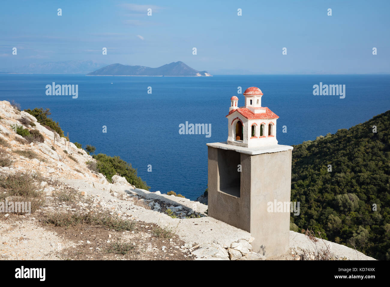 Route de culte sous la forme d'une église sur l'île d'Ithaque dans les îles Ioniennes Banque D'Images