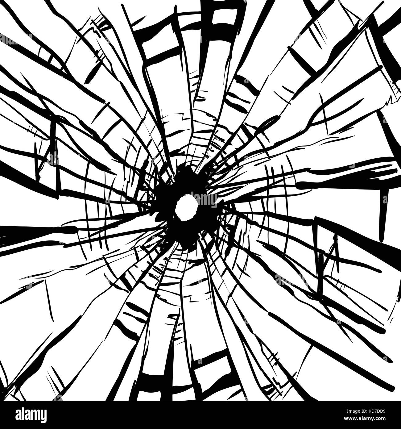 Du verre brisé et dans le trou isolé sur fond blanc -vector illustration Illustration de Vecteur