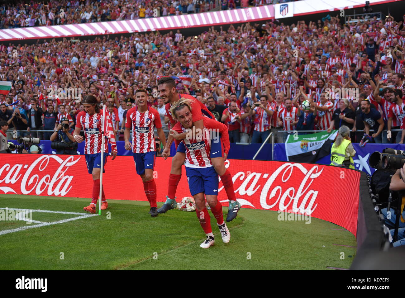 Célébration de l'objectif de griezmann lors de la match de football célèbre dans le Wanda stadium entre les équipes athletic vs Séville à Madrid Espagne Banque D'Images