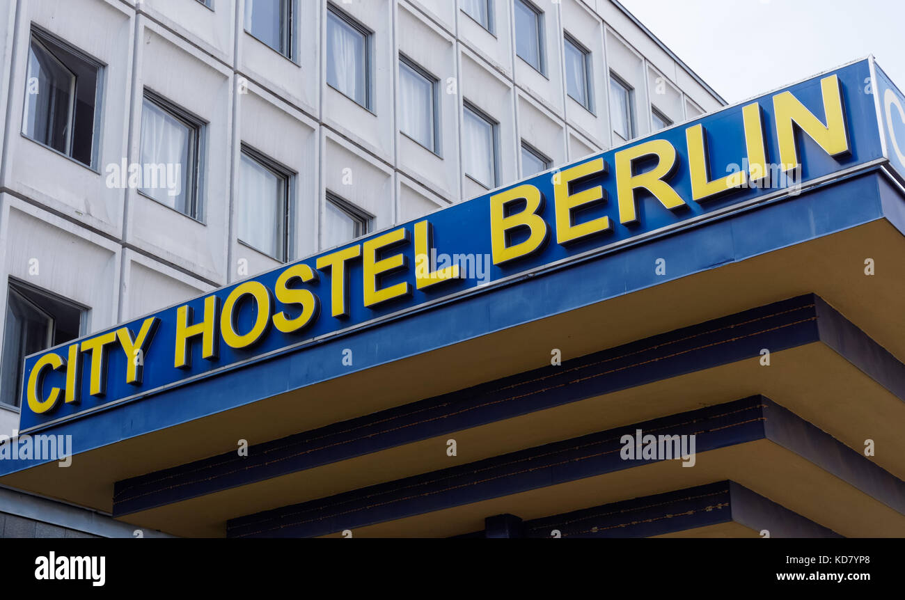 Entrée de l'City Hostel Berlin, Allemagne Banque D'Images