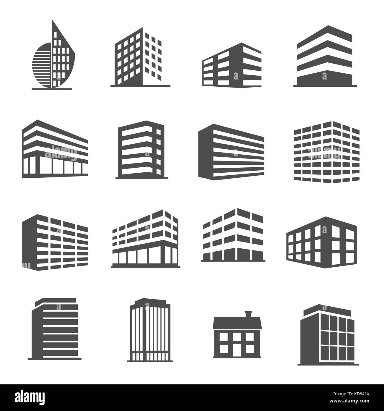 Bâtiment et estate icons set vector Banque D'Images