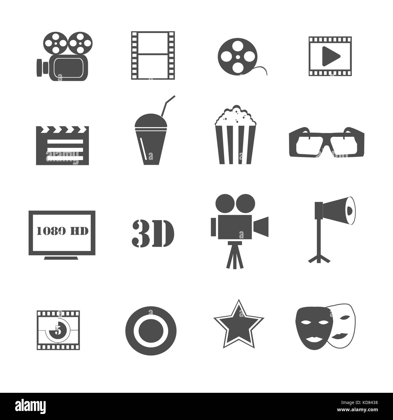 Film et film icons set vector Banque D'Images