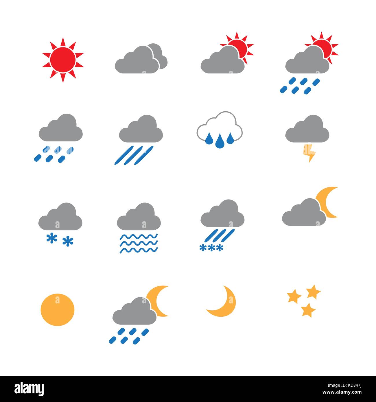 Météo à color icons set vector Banque D'Images