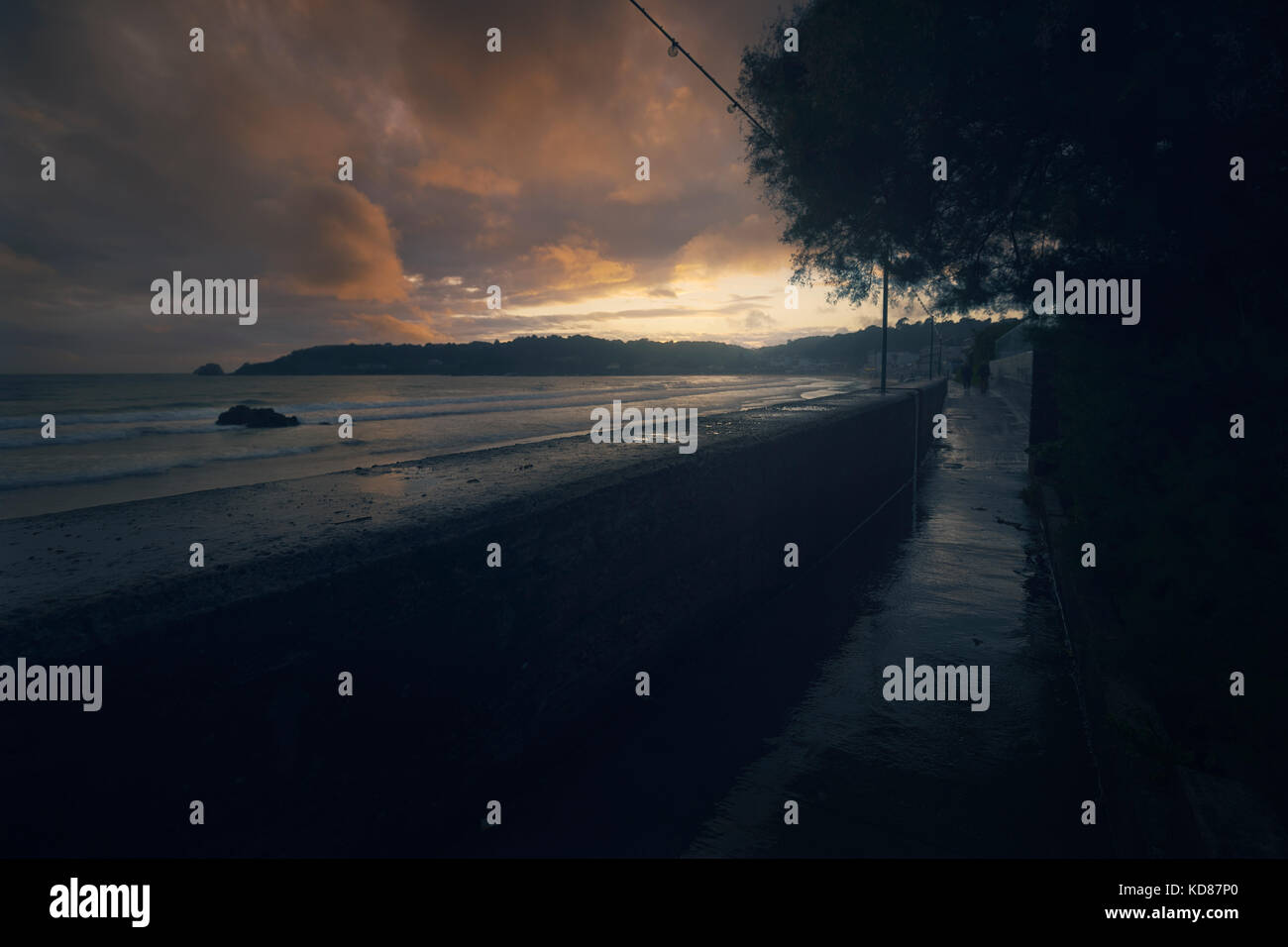 St Brelade's Bay at Night, Jersey, Royaume-Uni Banque D'Images