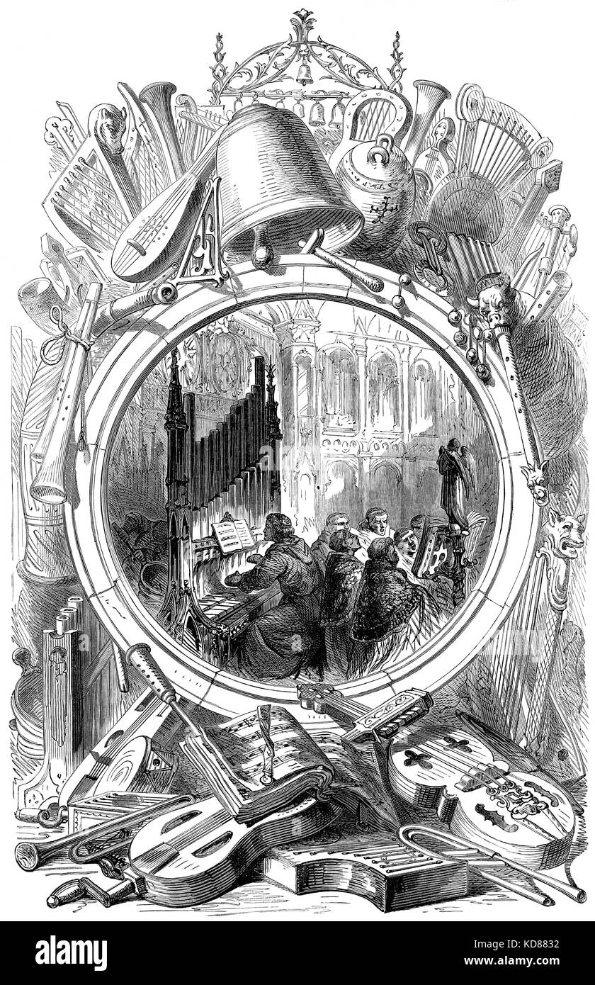Instruments de musique d'église au 11e siècle Banque D'Images
