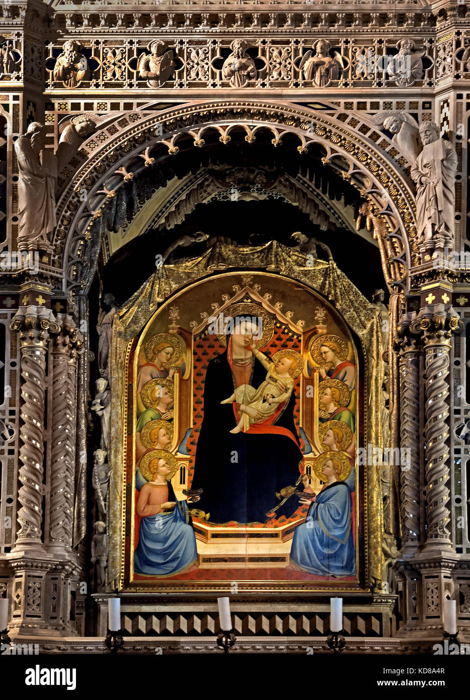 Tabernacle par Andrea Orcagna - ch. 1359 Madonna par Bernardo Daddi - ch. 1346 Orsanmichele ( ou Cuisine Jardin de Saint Michel ) est une église de Florence ( en 1336 en tant que marché et zone de stockage du grain, comme sur commission de l'Union européenne en soie Soie (Guilde). Banque D'Images