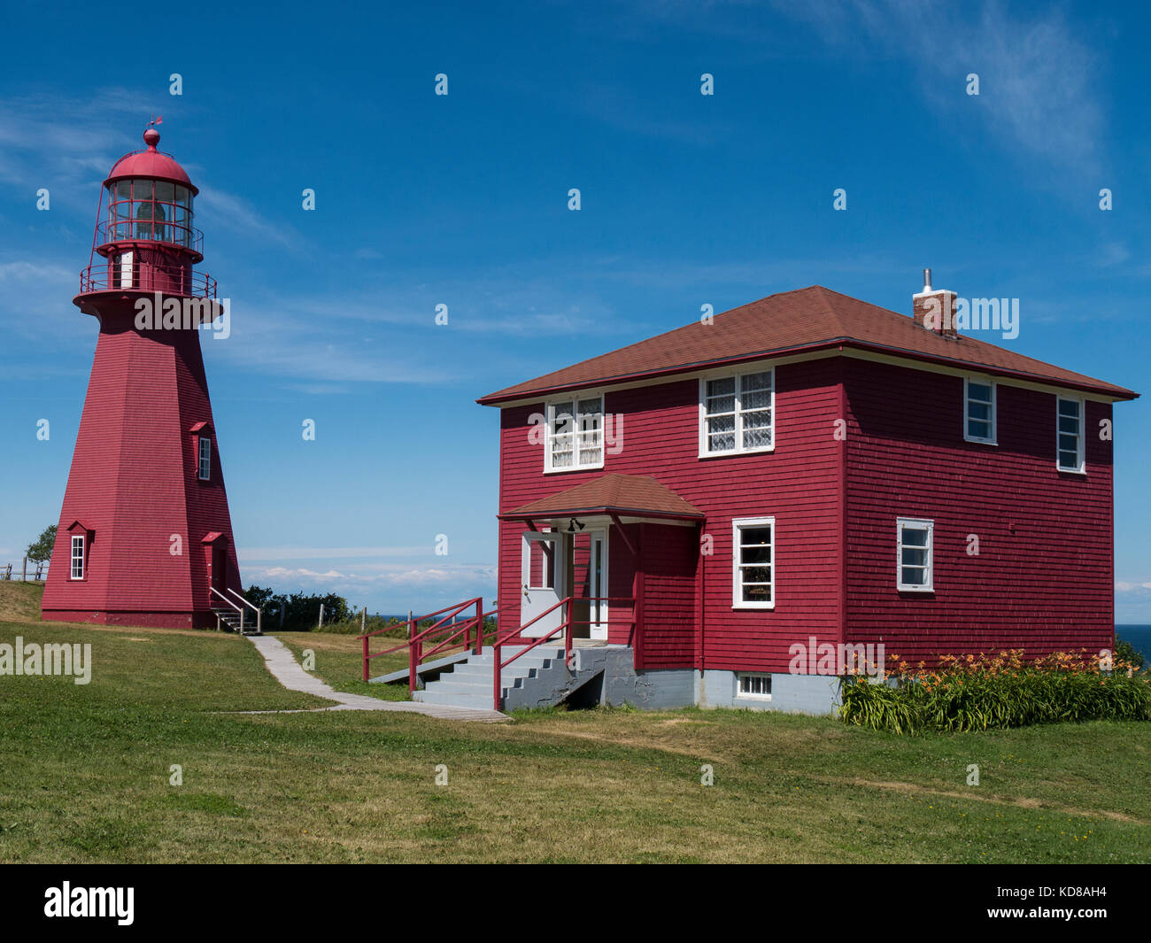 Phare, phare de la Martre, La Martre, Gaspésie, Québec, Canada. Banque D'Images