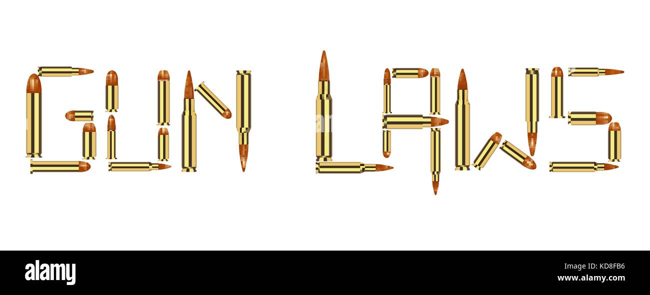 Les lois sur les armes à feu munitions balles sur fond blanc Illustration de Vecteur