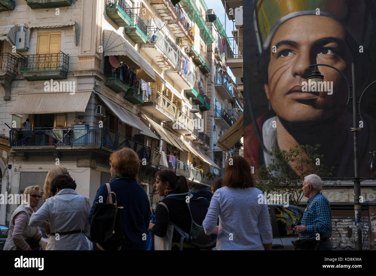 La murale de 'San Gennaro' par l'artiste de rue Jorit dans Agoch Forcella, Naples. Banque D'Images