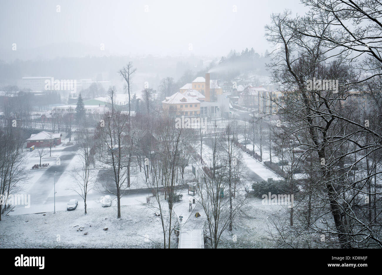 La vieille ville historique de Cesky Krumlov, République tchèque, destination, de l'hiver Banque D'Images