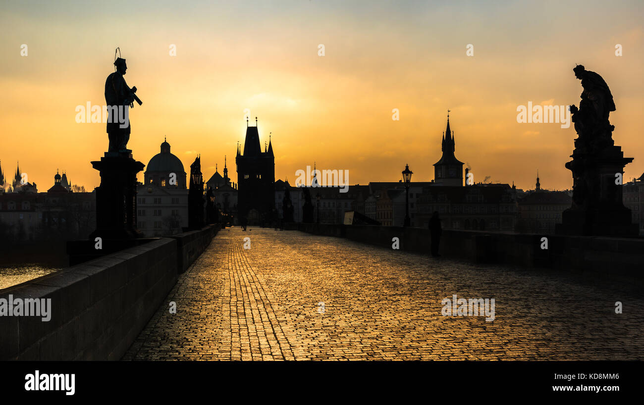 Le pont Charles à Prague, République tchèque, destination de voyage Banque D'Images