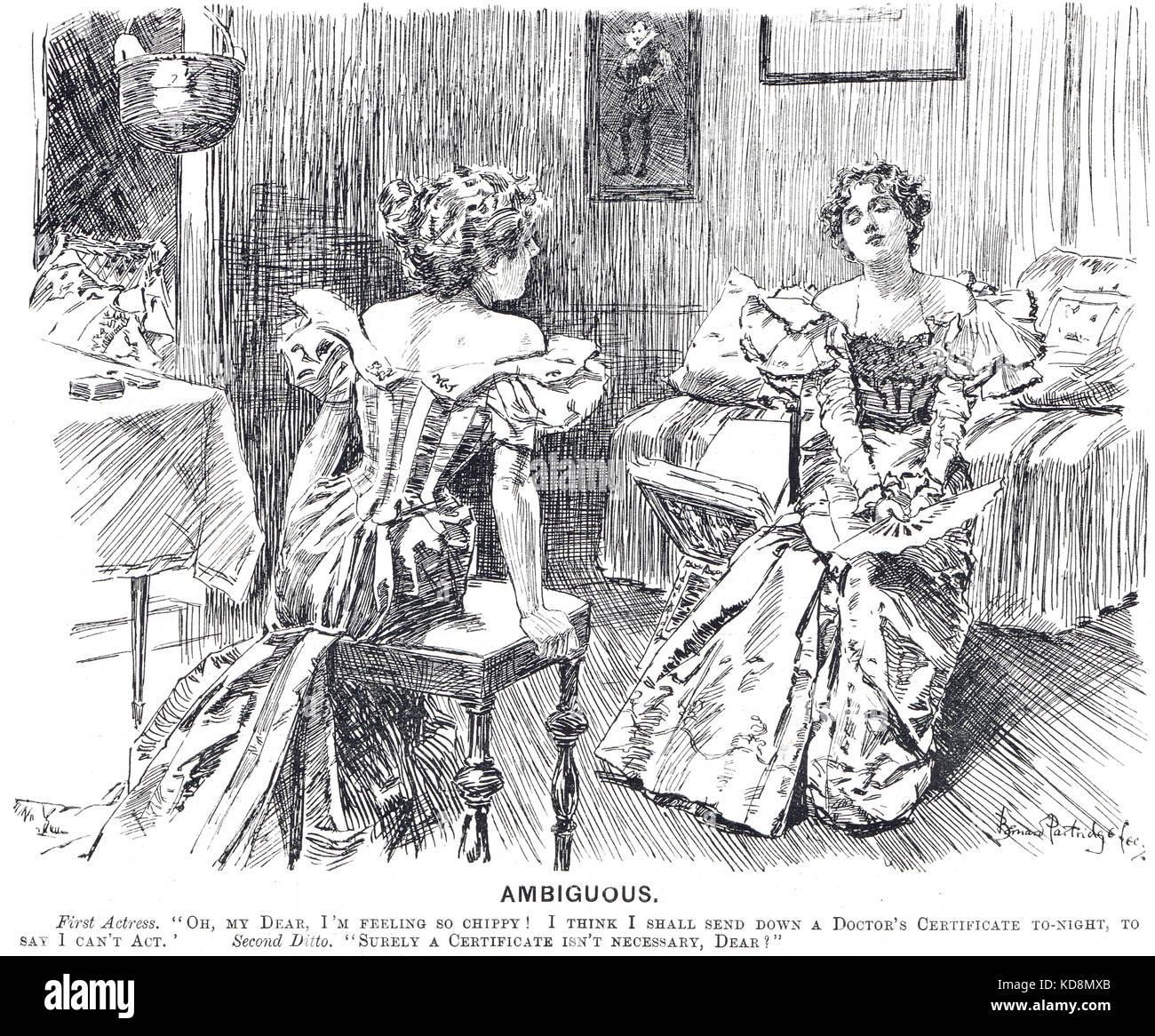 Remarque de l'actrice victorienne Catty, dessin animé Punch de 1897 Banque D'Images