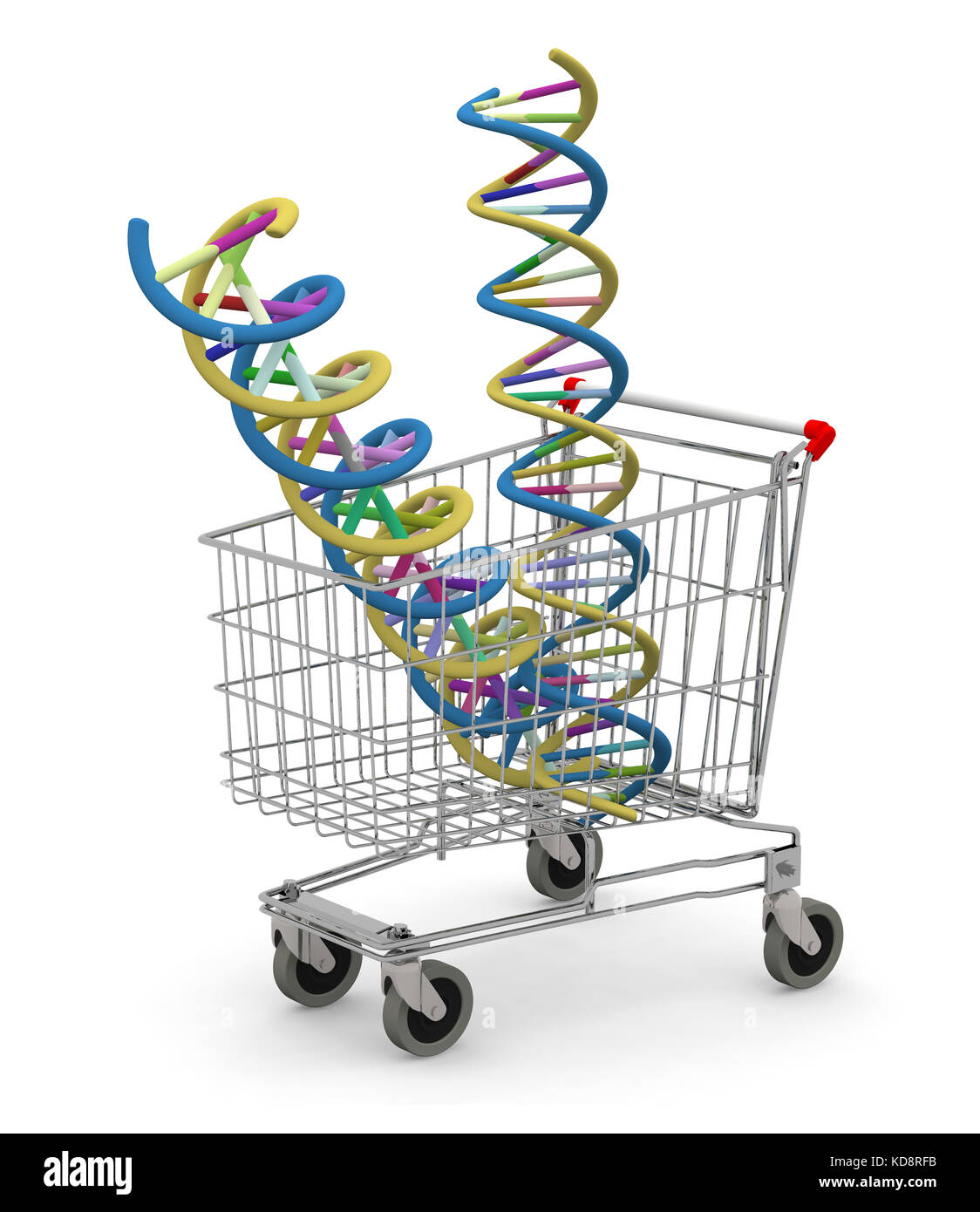 Panier avec deux molécules d'ADN à l'intérieur, 3d illustration Banque D'Images
