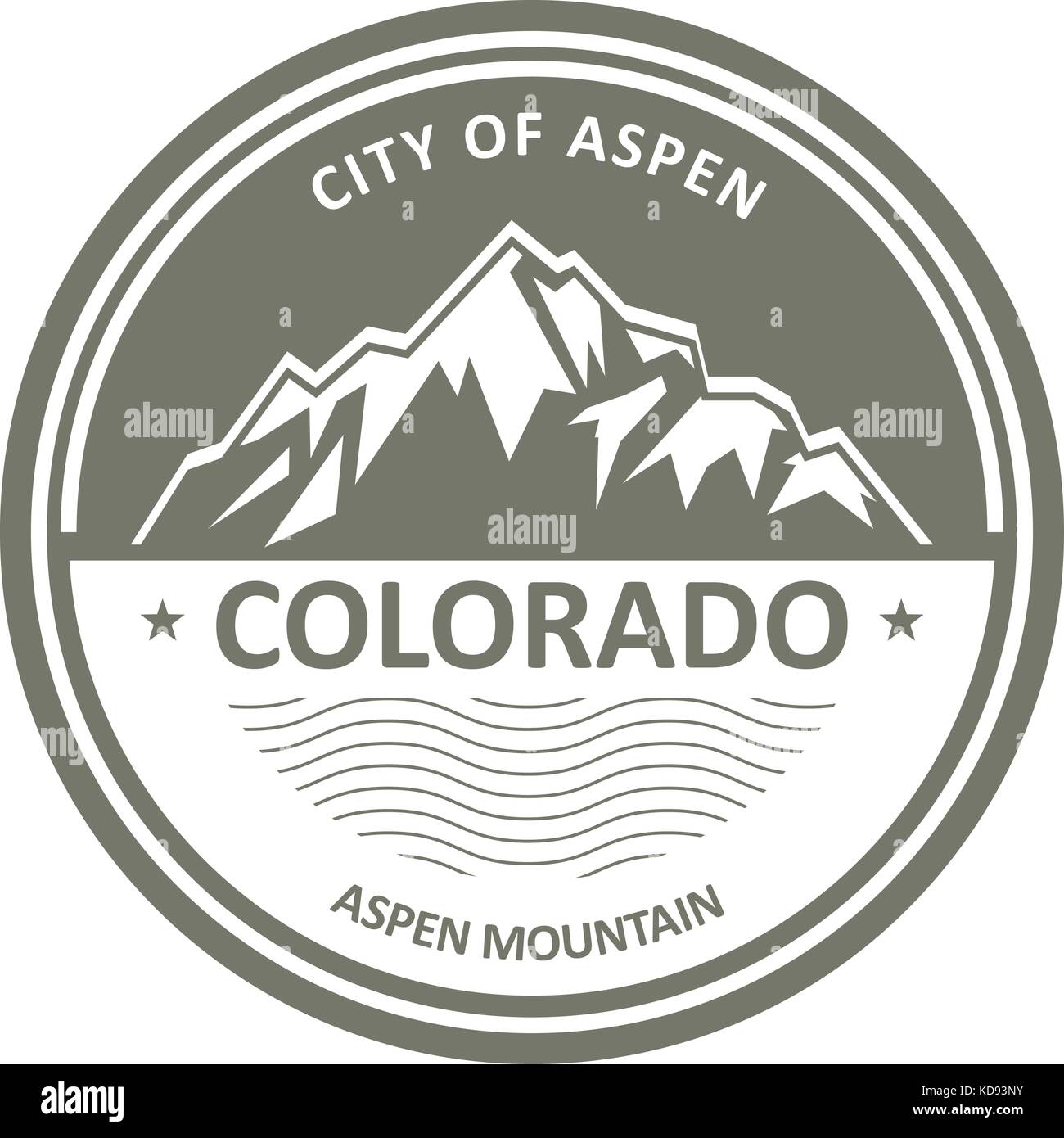 Montagnes Rocheuses enneigées - Colorado, étiquette d'aspen Illustration de Vecteur