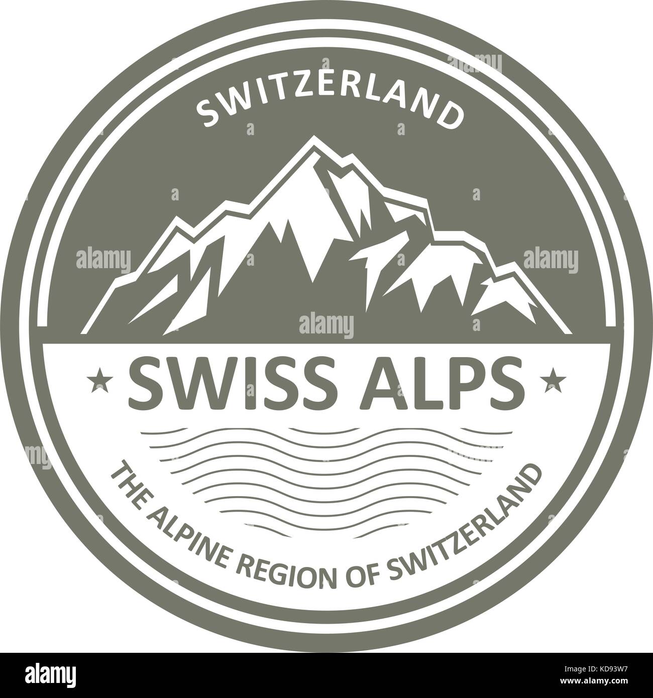 Snowbound alpes suisses - suisse emblème stamp Illustration de Vecteur