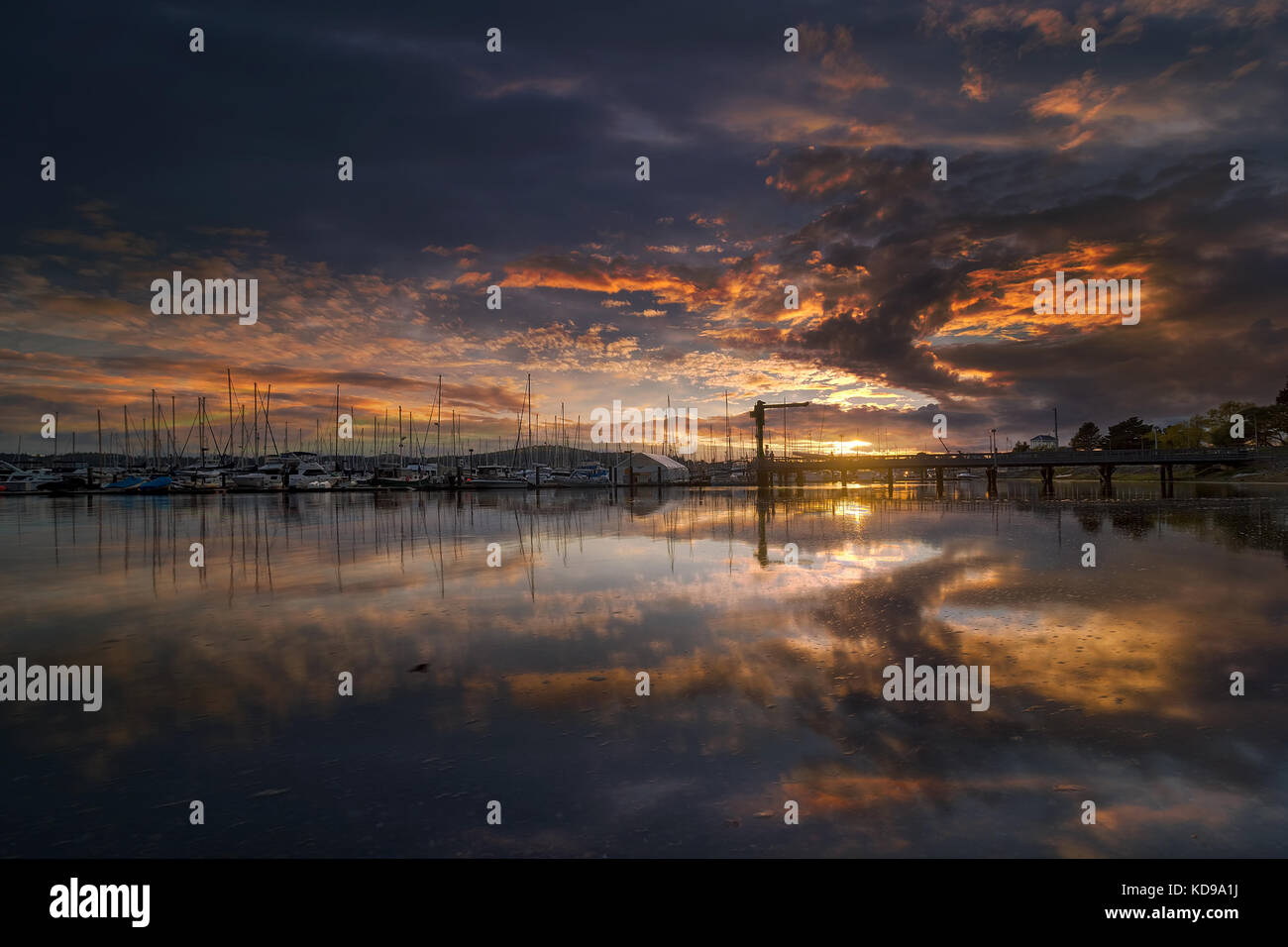 Coucher de soleil sur la marina de Cap Sante anacortes fidalgo island dans l'état de Washington Banque D'Images