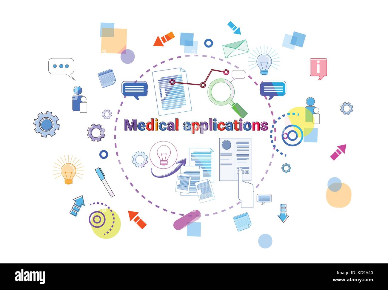 L'application mobile de soins de thérapie médicale en ligne bannière applications, concept de traitement de la médecine Illustration de Vecteur