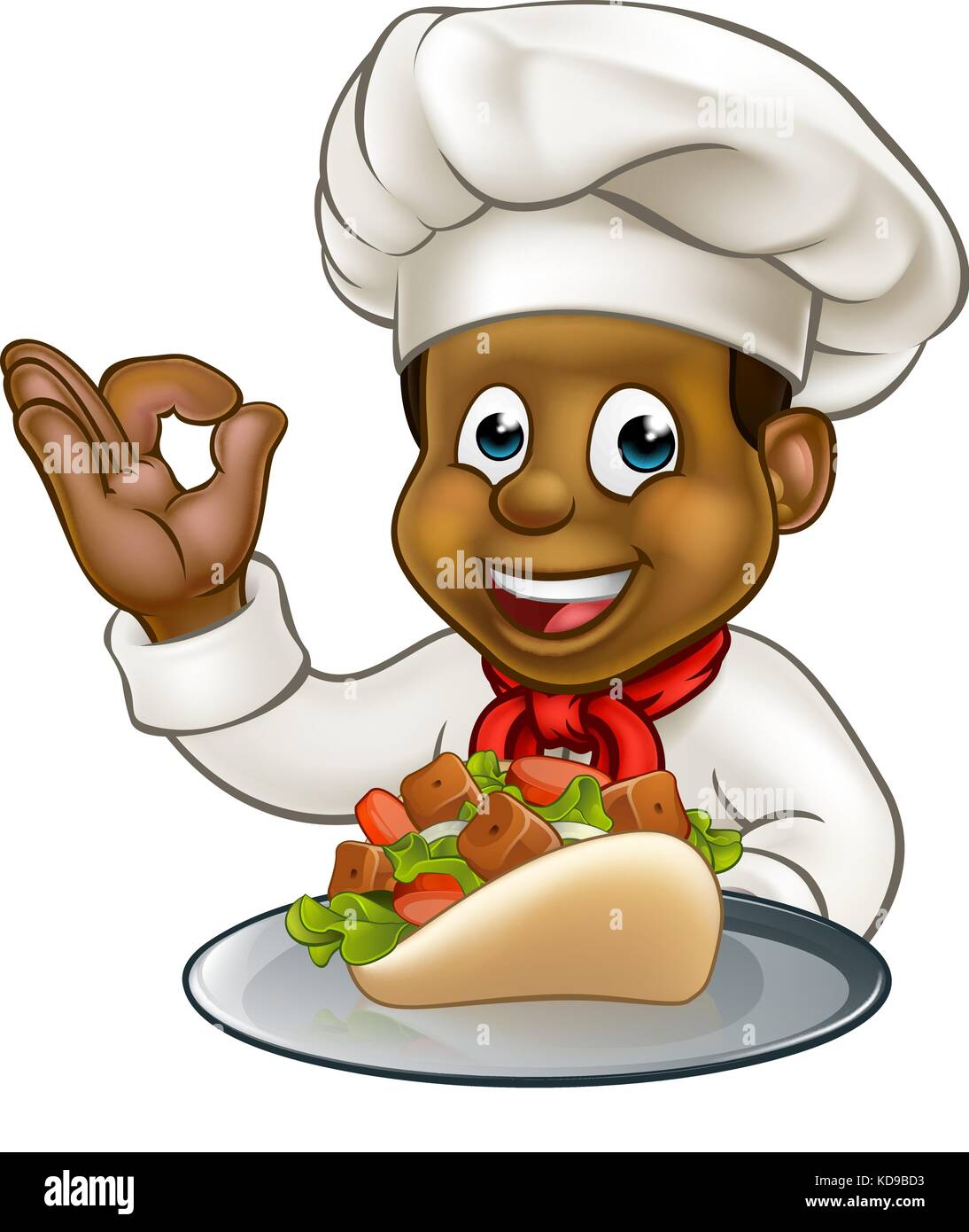 Black Chef tenant Kebab Illustration de Vecteur