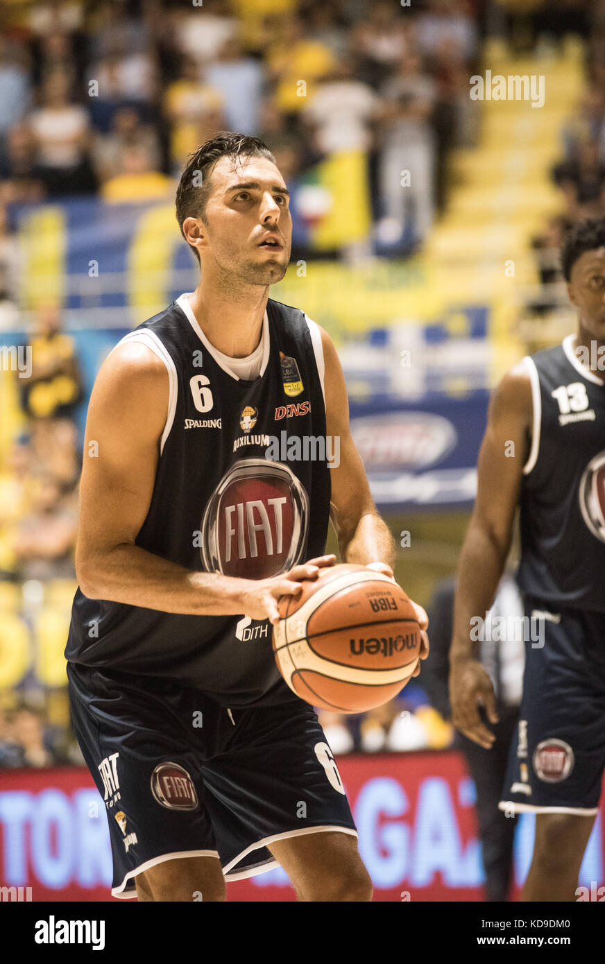 Turin, Italie Le 7 octobre 2017. Au cours de la serie aleksandar vujačić un match de basket-ball torino fiat auxilium vs Dinamo sassari au palaruffini. torino wi Banque D'Images