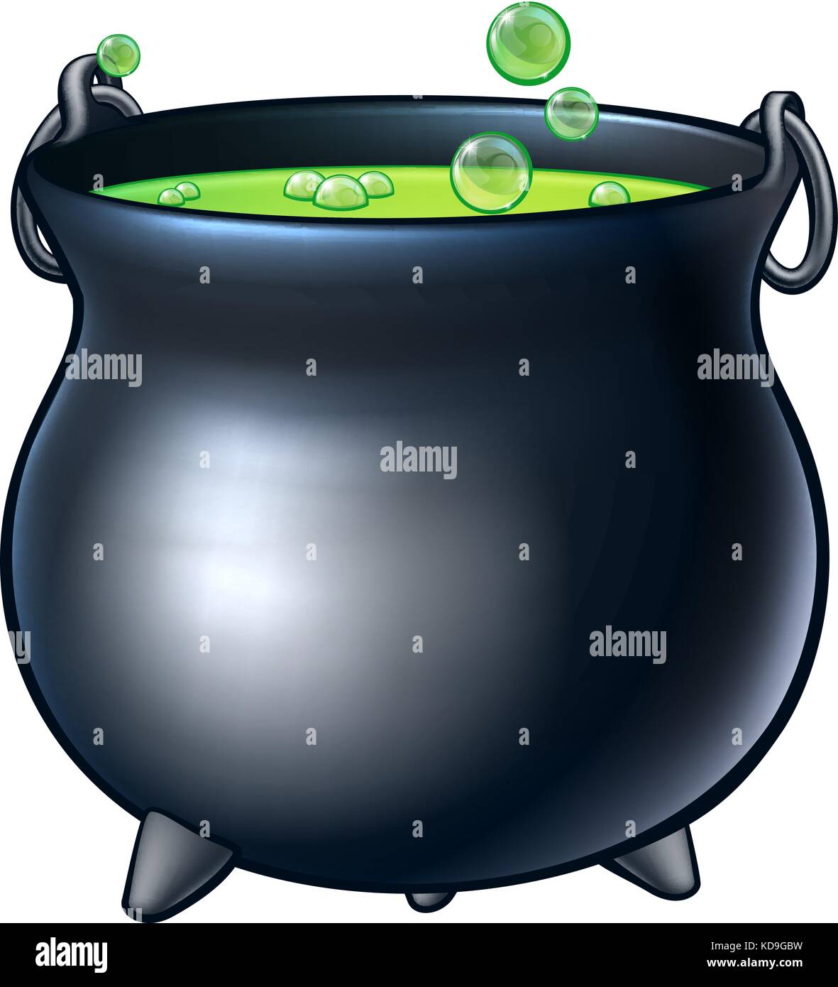 Caricature Halloween Witch Magic Cauldron Illustration de Vecteur