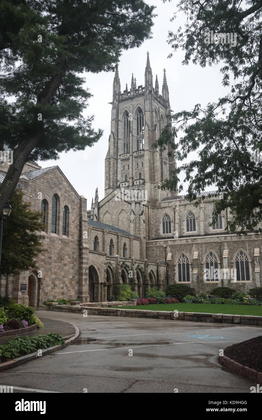 Tour principale, cathédrale de Bryn Athyn, quartier historique de Bryn Athyn, Pennsylvanie, États-Unis Banque D'Images