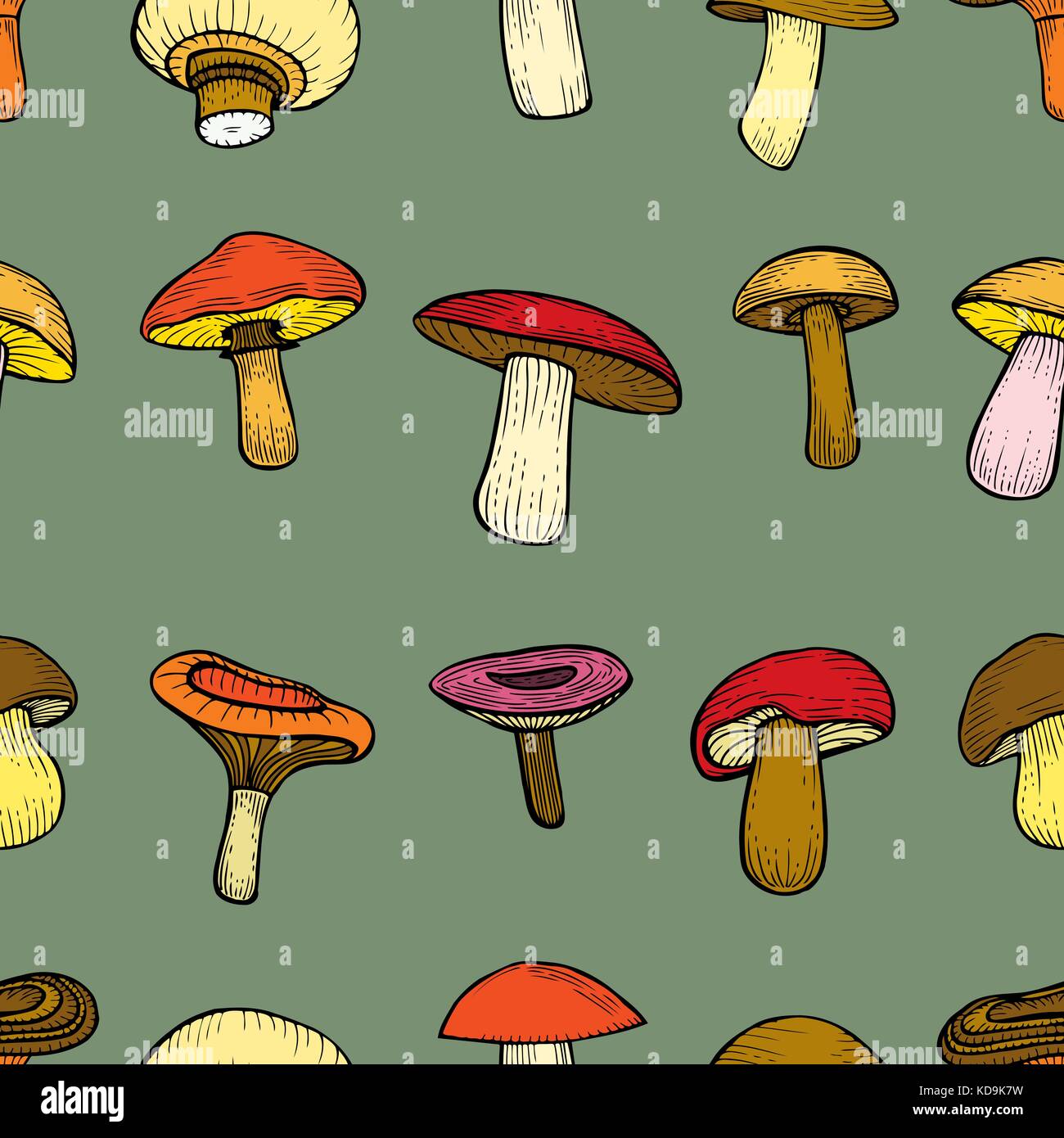 Modèle sans couture d'automne avec des champignons. vector illustration pour votre conception Illustration de Vecteur