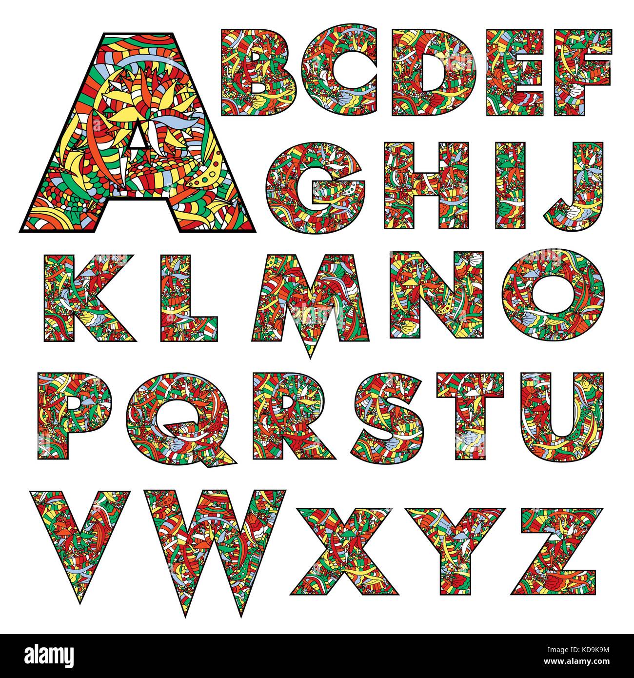 Alphabet floral. vector illustration isolé sur fond blanc Illustration de Vecteur