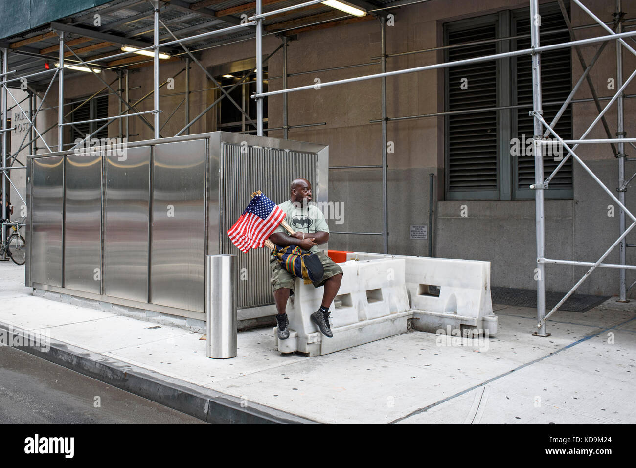 Un drapeau lors de la cérémonie du 9-11, le 9 septembre 2016 à New york. Banque D'Images