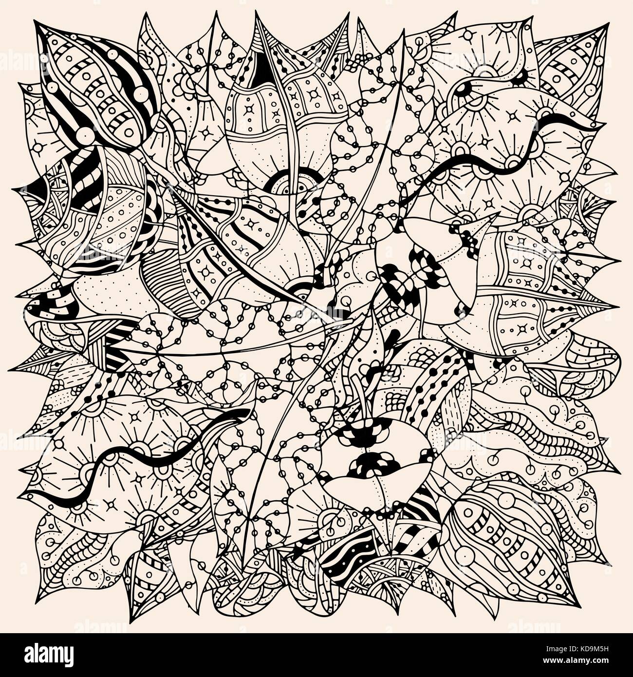 Mod¨le pour livre   colorier les feuilles d automne ethniques floral retro doodle vecteur élément de design tribal noir couleur beige
