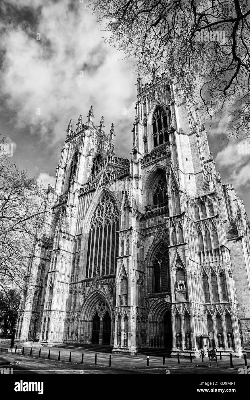 Cathédrale York Minster en noir et blanc Banque D'Images