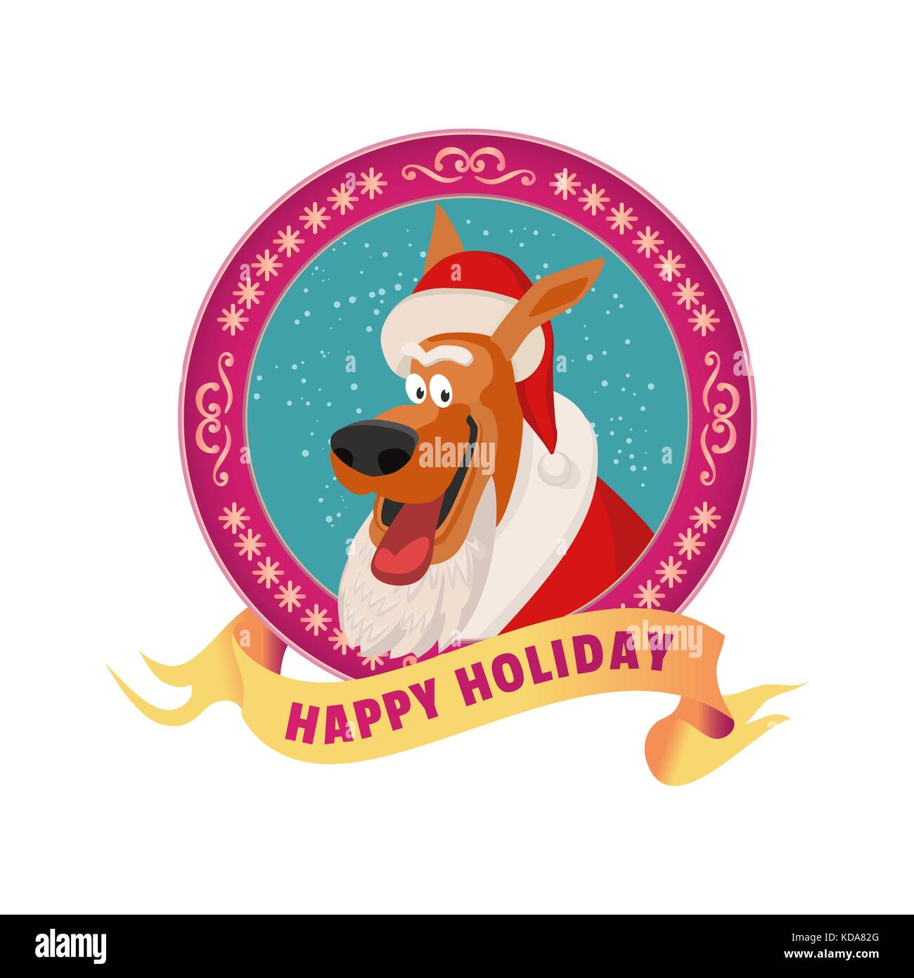 Badge pour chien du Père Noël. Illustration de Vecteur