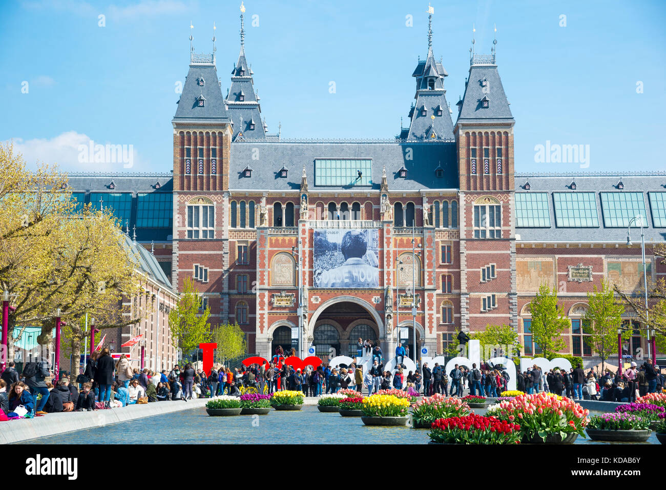 Amsterdam, Pays-Bas - 20 Avril 2017 : vue sur le Rijksmuseum à Amsterdam, Pays-Bas Banque D'Images