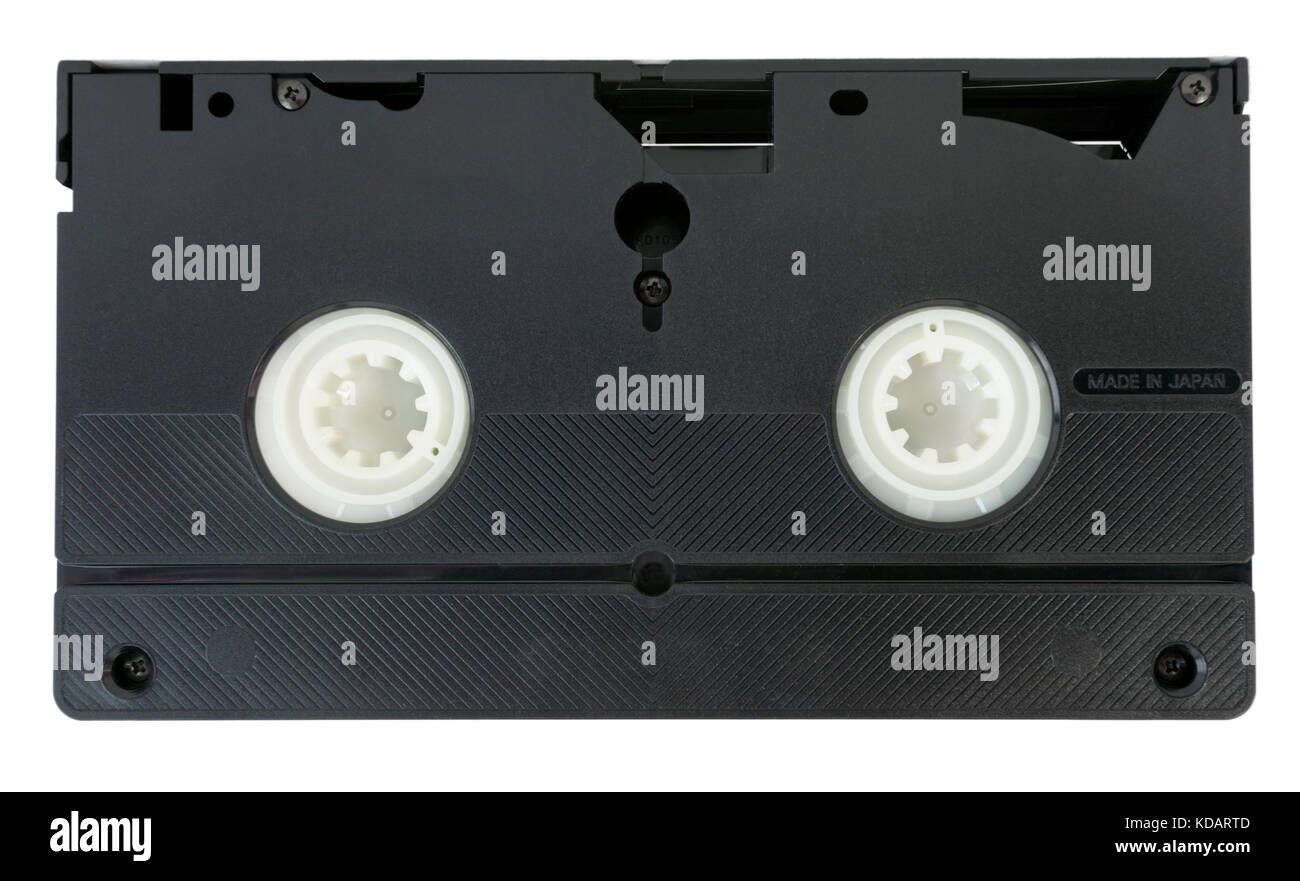 Vue arrière du vintage black vidéo vhs cassette de ruban. Banque D'Images