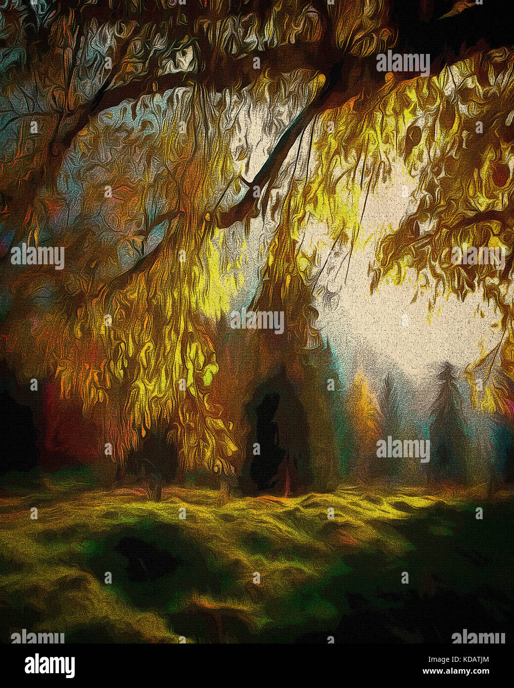 L'art numérique : autumnal bois près de ohlstadt, Bavière, Allemagne Banque D'Images