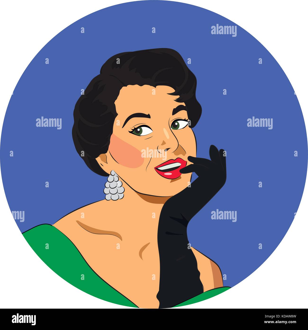 La belle jeune femme rétro avec des gants Illustration de Vecteur