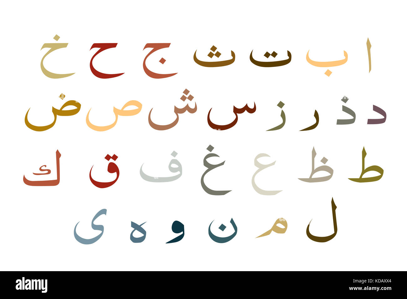 Ensemble de l'alphabet arabe , vecteur de l'alphabet arabe Banque D'Images