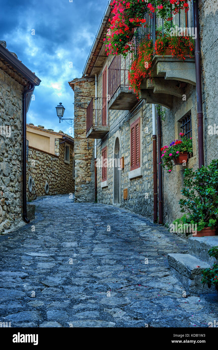 Montalbano Elicona, village médiéval en Sicile Banque D'Images