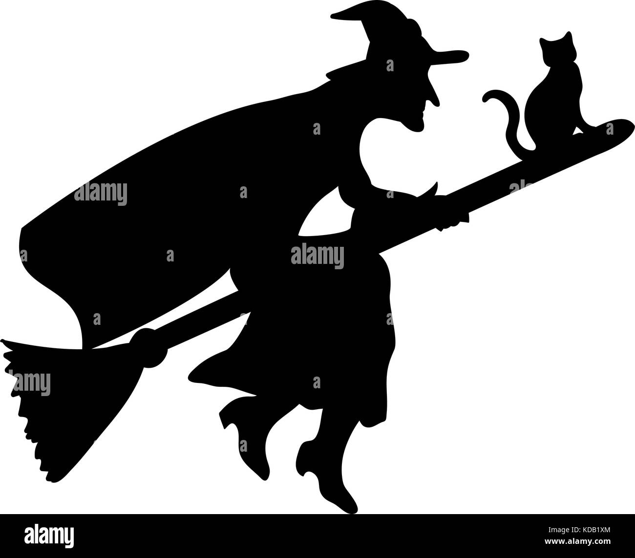 Balai de sorcière silhouette magique fantasy. vector illustration. Illustration de Vecteur