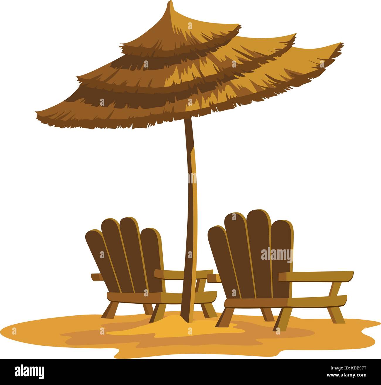 Vacances d'été, repos chaises et parasol de plage Illustration de Vecteur