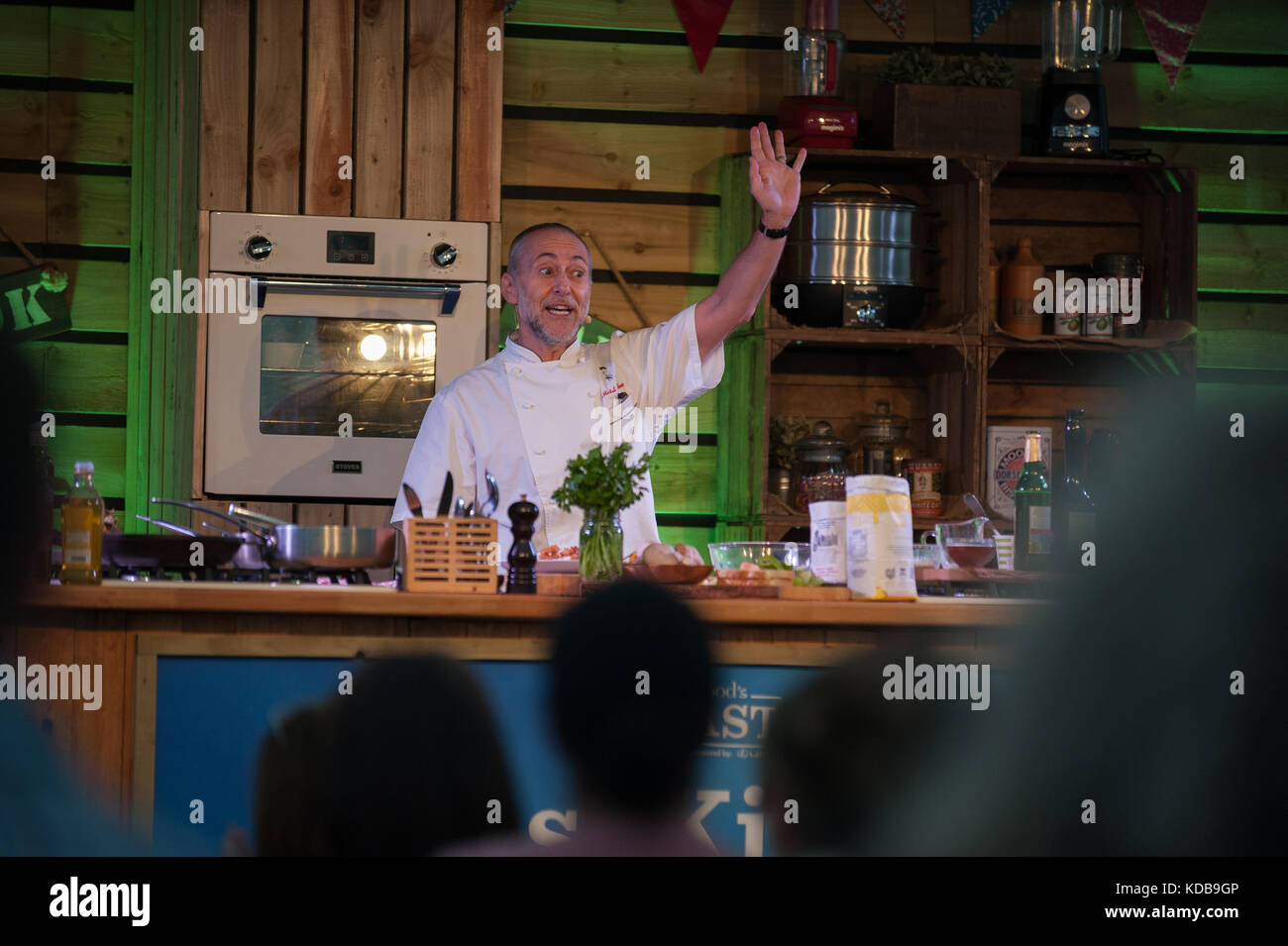 Michel roux JR démo cuisine BBC Good Food show 2017 tour de londres Banque D'Images