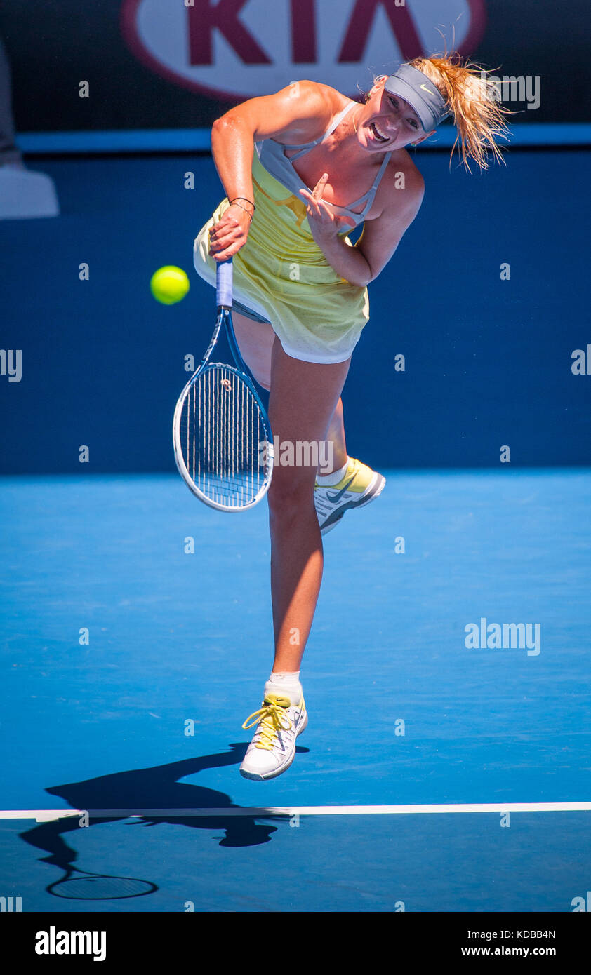 Maria Sharapova joue à l'Open d'Australie 2013 - un tournoi du Grand Chelem, le tournoi est l'événement d'ouverture du calendrier du tennis chaque année. Le Banque D'Images